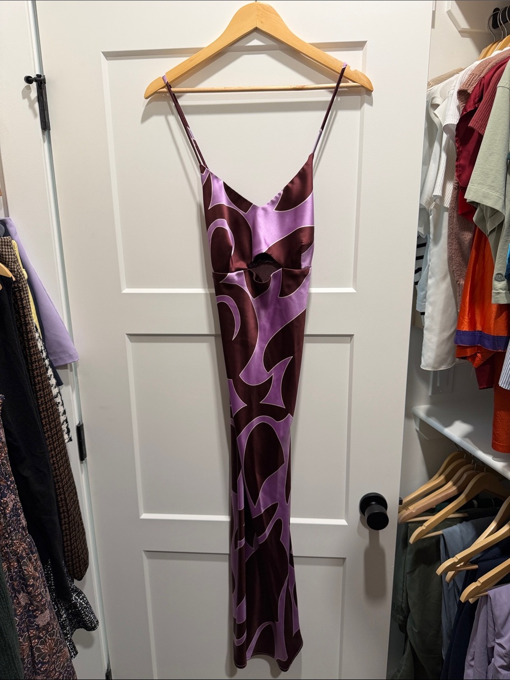 House of Harlow 1960 Purple and Plum Satin Maxi Slip Dress